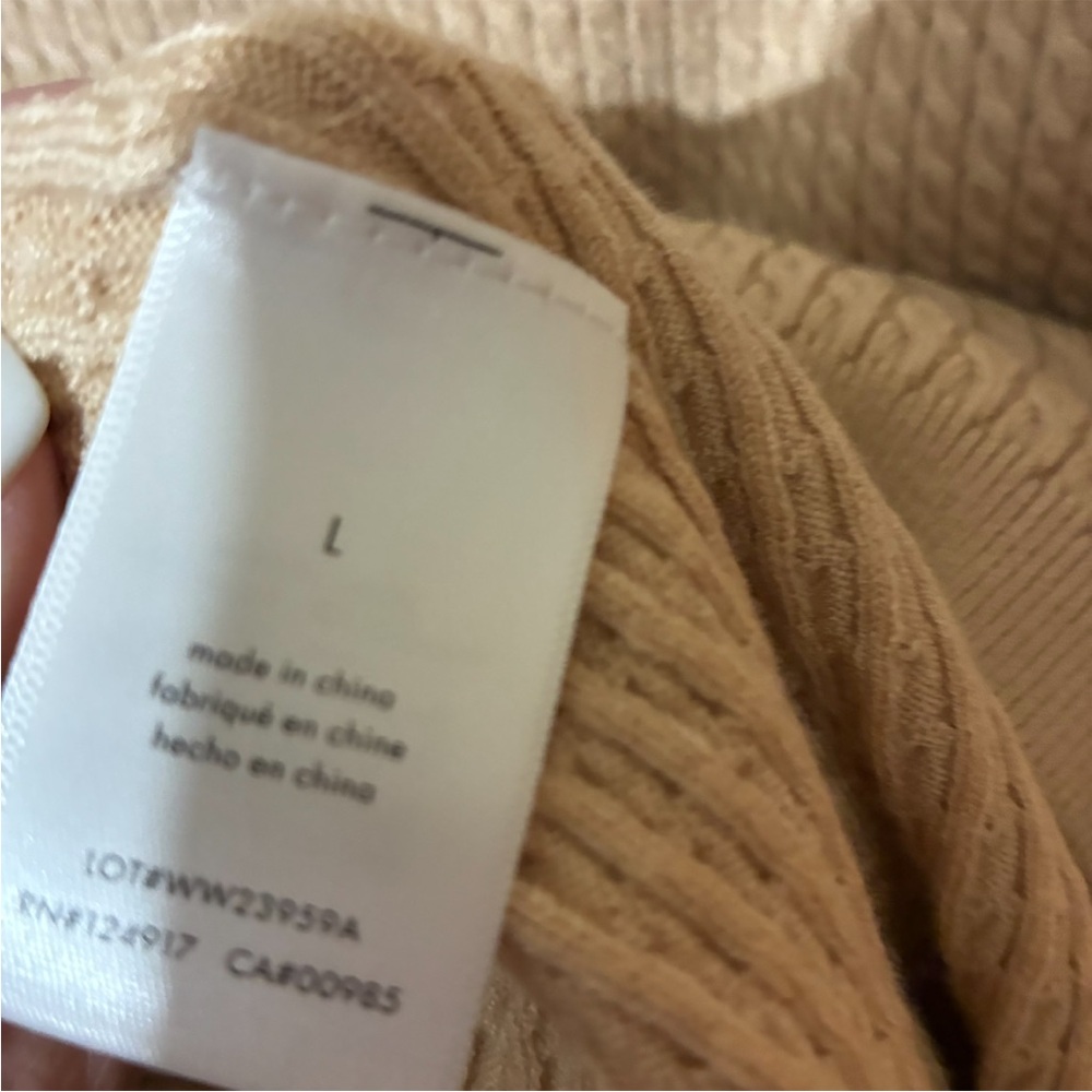 NWT WhoWoreWhat Off the Shoulder Cable Knot Long Sleeve Sweater Dress in Beige - Picture 10 of 13